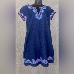 Vineyard Vines Women's 4 Dress Starfish Burn Out Blue Coral Beaded Embroidery